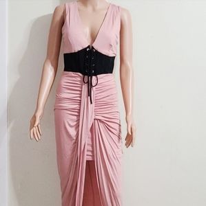 MONACO SLEEVELESS DRESS SZ M PINK/BLACK